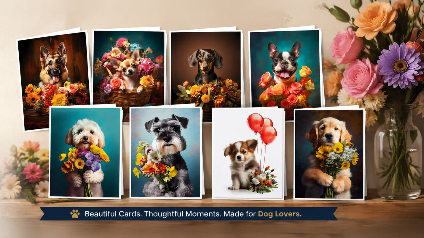 When Flowers Meet Wagging Tails: Discover the CatNeverland Dogs with Flowers Premium Greeting Card Collection