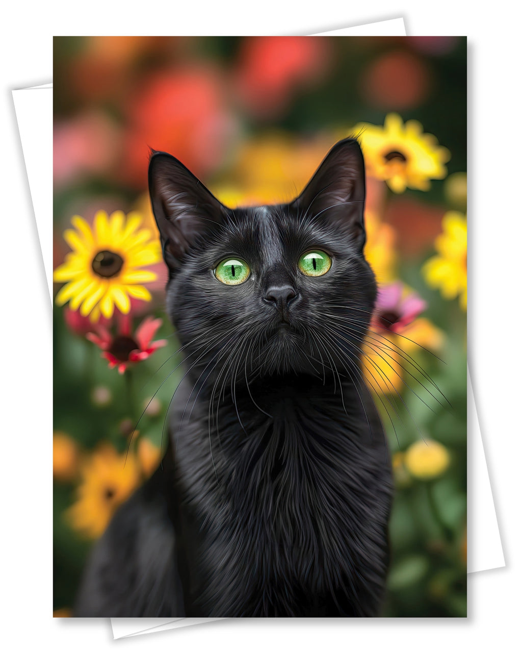 Bombay Cat Greeting Card 5x7 Inch Any Occasion from Cats with Flowers Collection Premium Cardstock Blank Inside White Envelope Included Great Gift for Cat Lovers