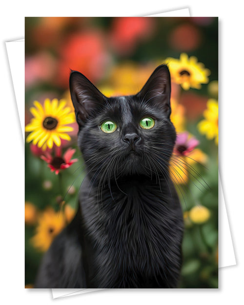 Bombay Cat Greeting Card 5x7 Inch Any Occasion from Cats with Flowers Collection Premium Cardstock Blank Inside White Envelope Included Great Gift for Cat Lovers