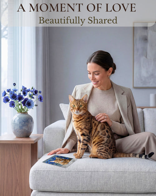 Bengal Cat Greeting Card 5x7 Inch Any Occasion from Cats with Flowers Collection Premium Cardstock Blank Inside White Envelope Great Gift for Cat Lovers