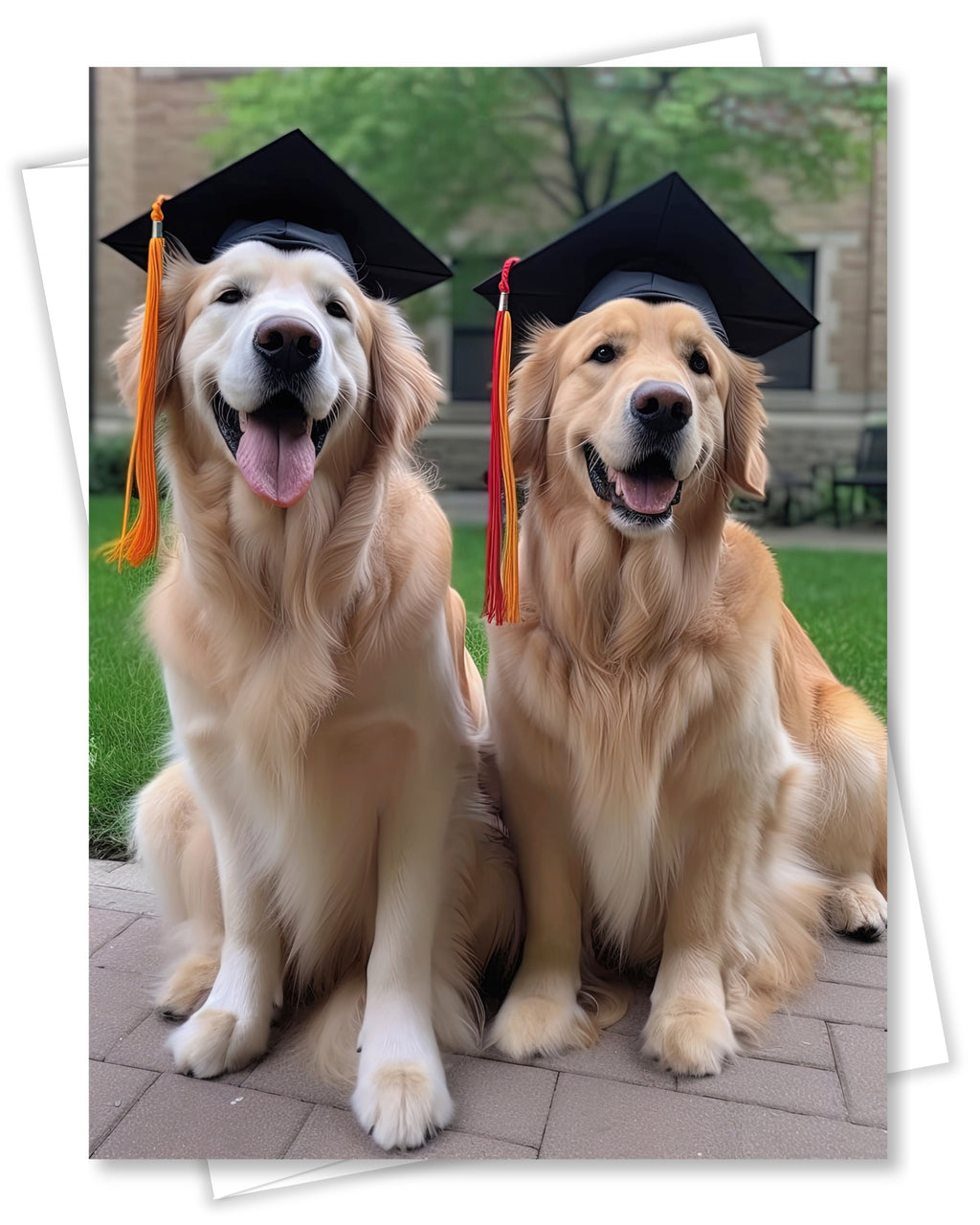 Golden Retrievers Graduation Greeting Card from Unique Pets Party Delights Collection Large 5x7 Inch Blank Inside with Envelope made in USA