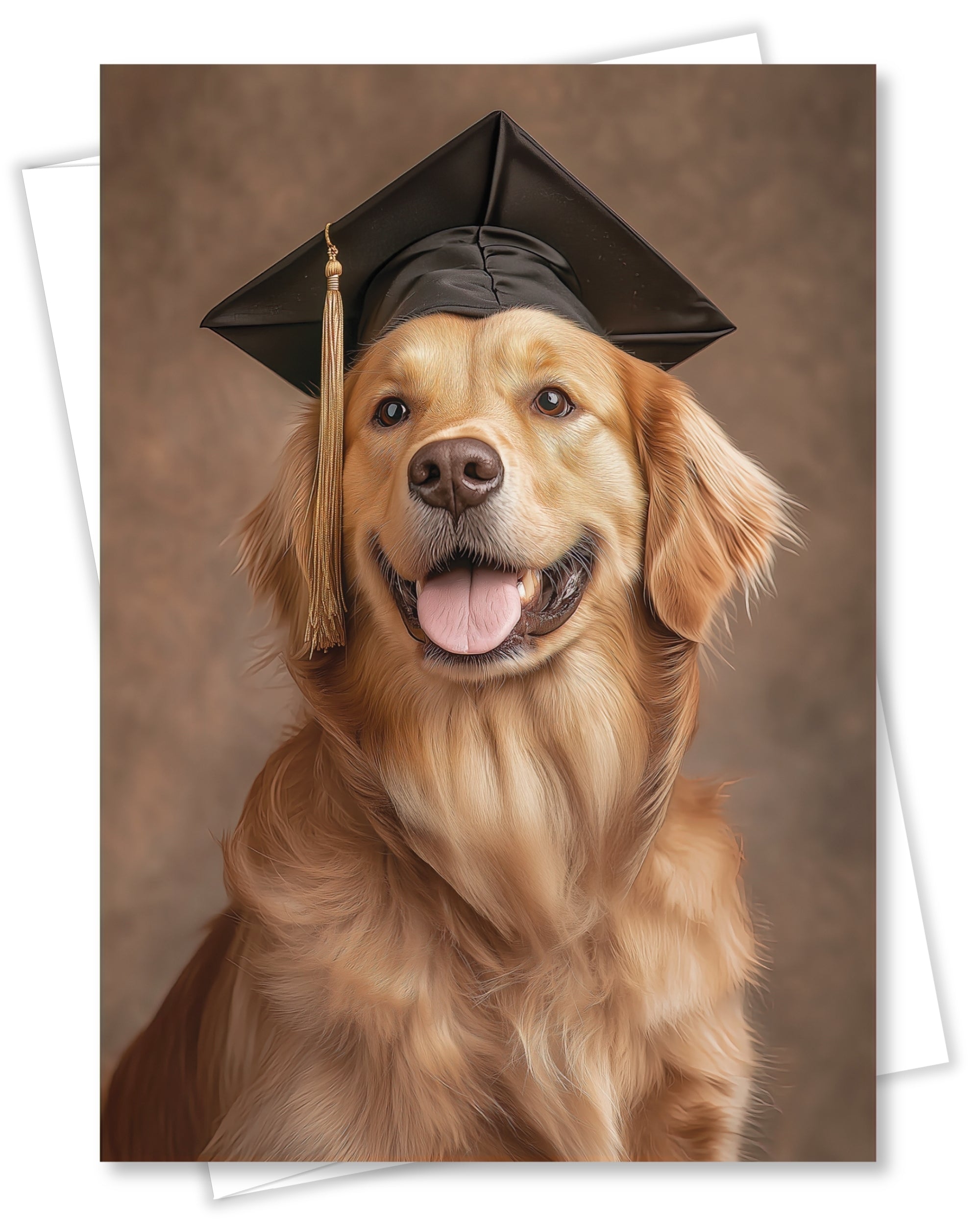 Golden Retriever Graduation Card – 5x7 Dog Greeting Card with White Envelope – Blank Inside – Pet Lover Gift – Made in USA – Frameable Keepsake