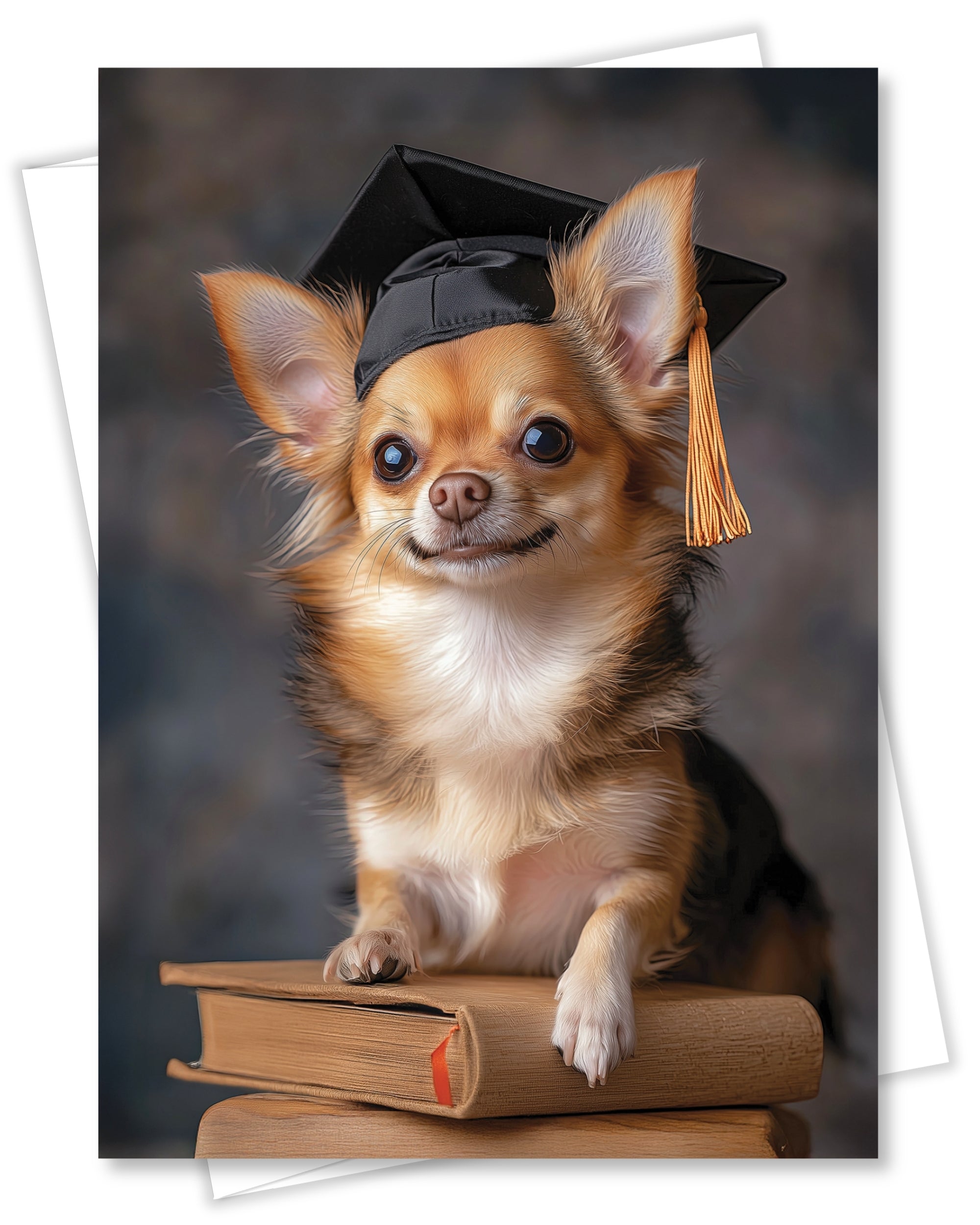 Chihuahua Graduation Card – 5x7 Dog Greeting Card with White Envelope – Blank Inside – Funny Pet Lover Gift – Made in USA – Frameable Keepsake