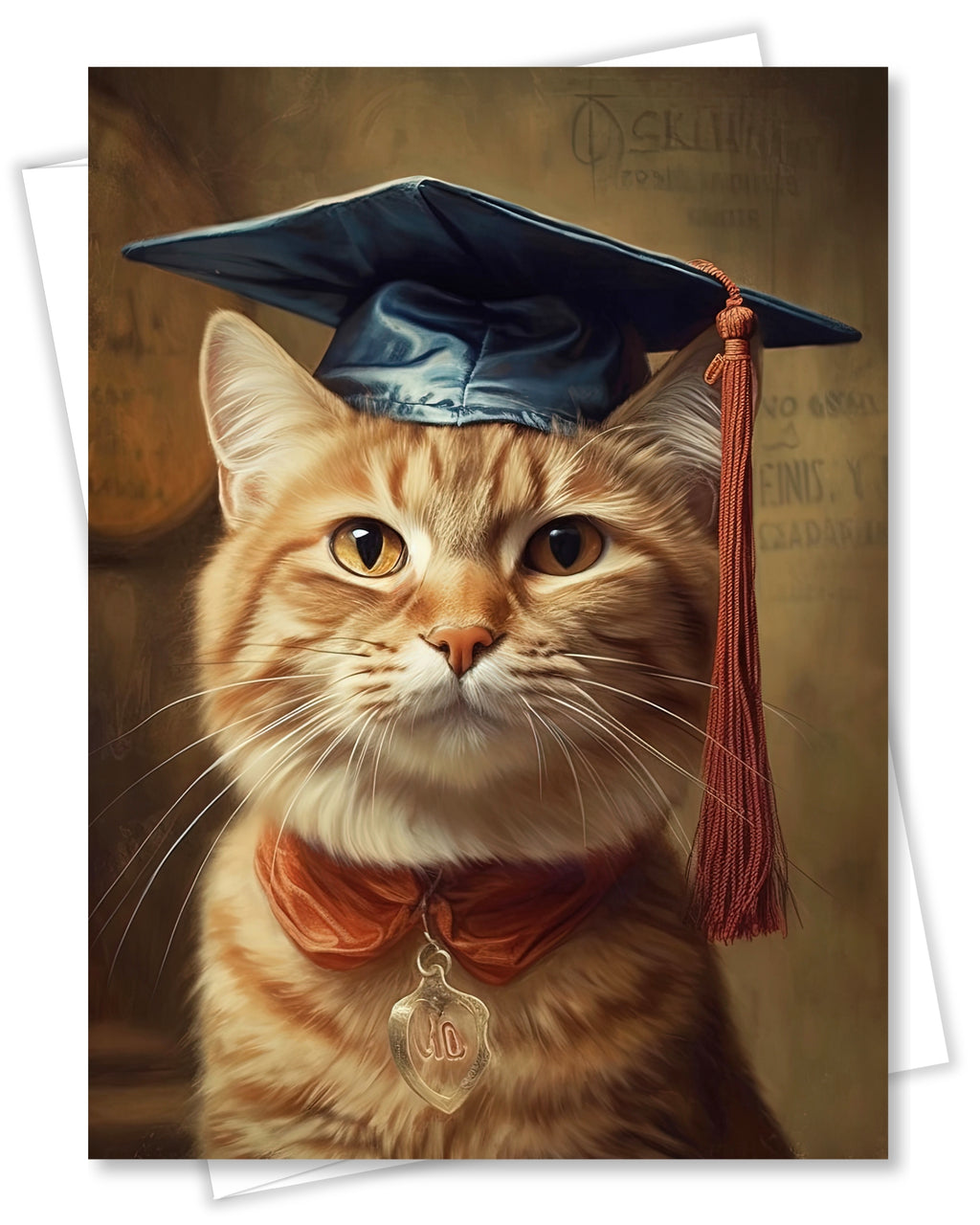 Ginger Cat Graduation Greeting Card from Unique Pets Party Delights Collection Large 5x7 Inch Blank Inside with Envelope made in USA