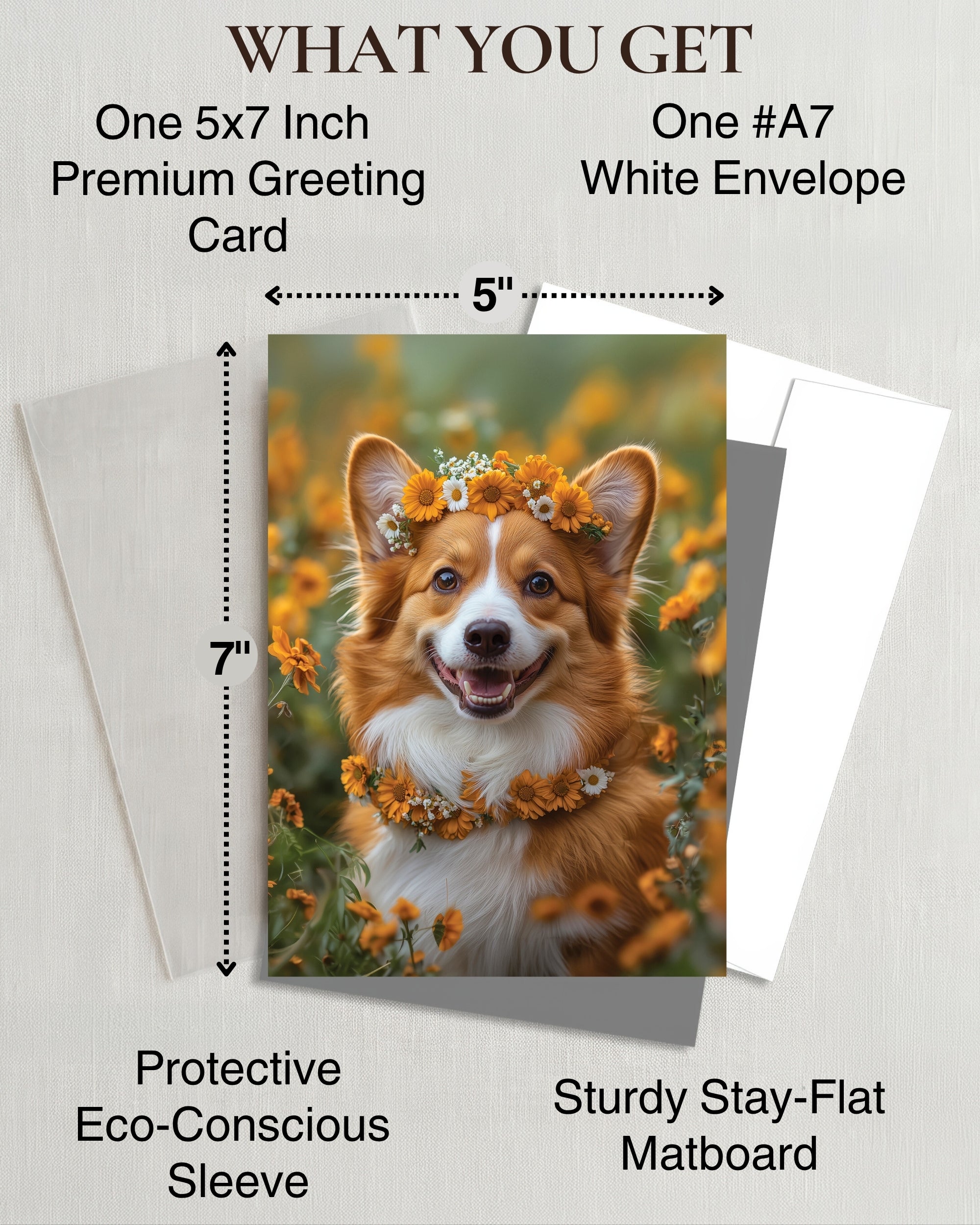 corgi card sleeves Charming Corgi with Flowers Greeting Card - Blank Inside for Personali – CatNeverland