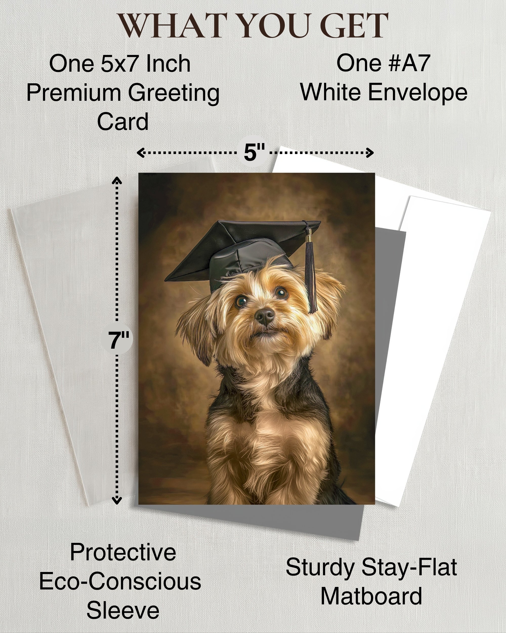 Yorkshire Terrier Graduation Card – 5x7 Greeting Card with White Envel –  CatNeverland