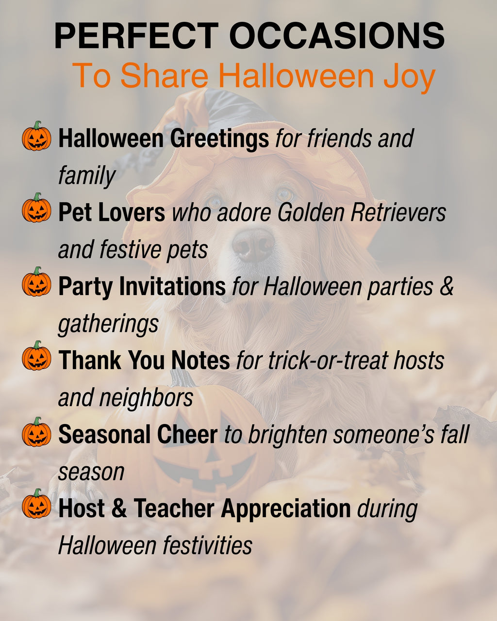 Golden Retriever Happy Halloween Greeting Card – Cute Dog in Costume with Pumpkin – Premium 5x7 Card with White Envelope – Pet Lovers Holiday Card – Made in USA
