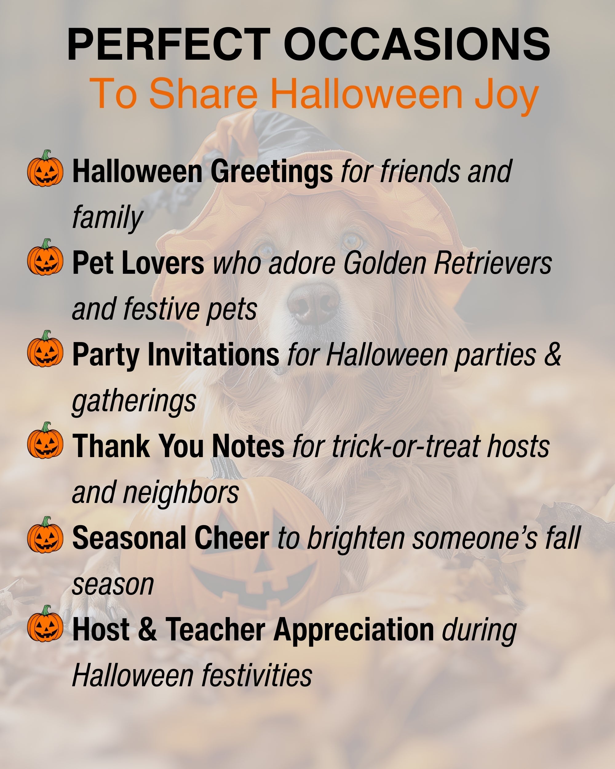 Golden Retriever Happy Halloween Greeting Card – Cute Dog in Costume with Pumpkin – Premium 5x7 Card with White Envelope – Pet Lovers Holiday Card – Made in USA