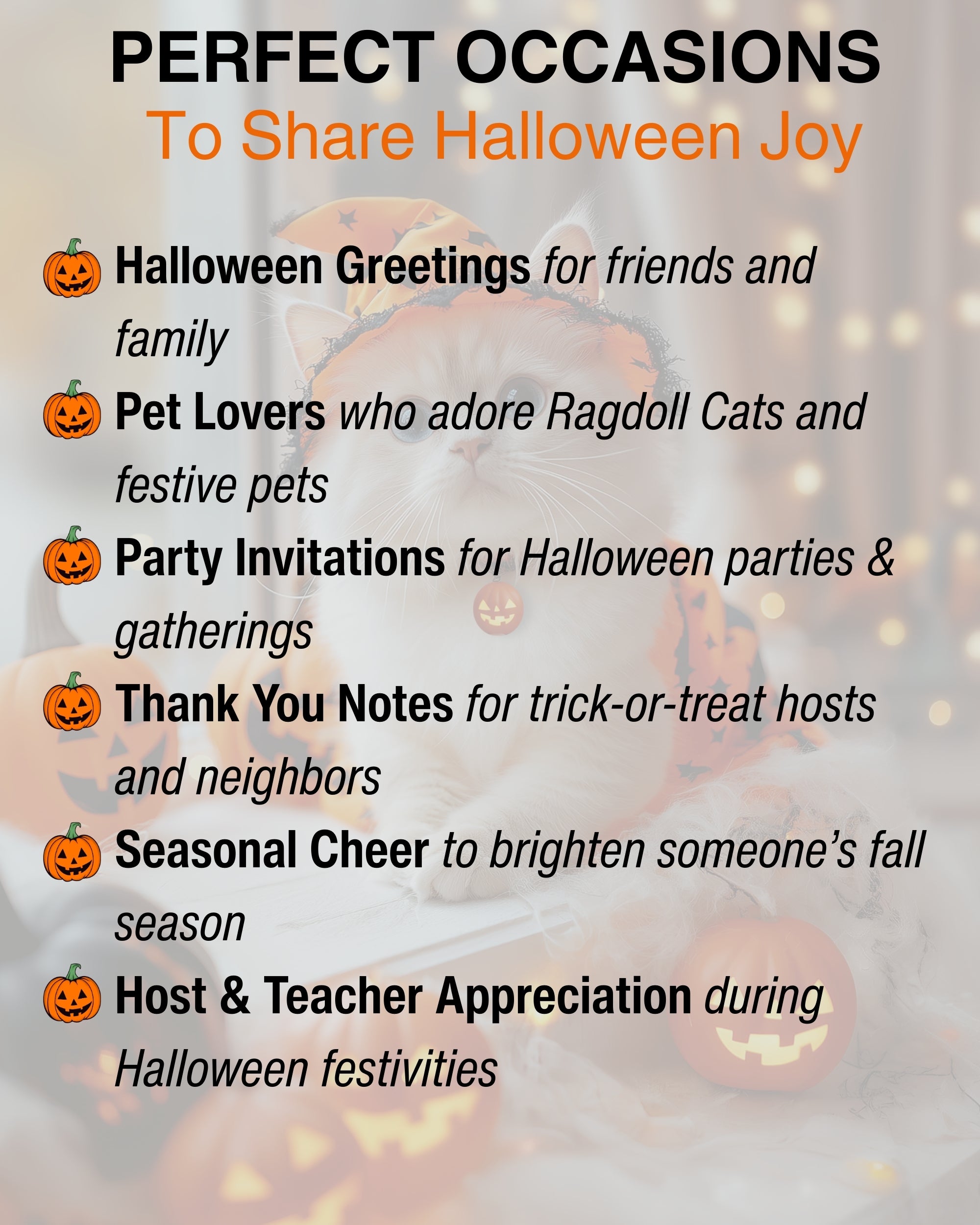 Ragdoll Kitten Happy Halloween Greeting Card – Cute Cat in Costume with Pumpkins – Premium 5x7 Card with White Envelope – Pet Lovers Holiday Card – Made in USA