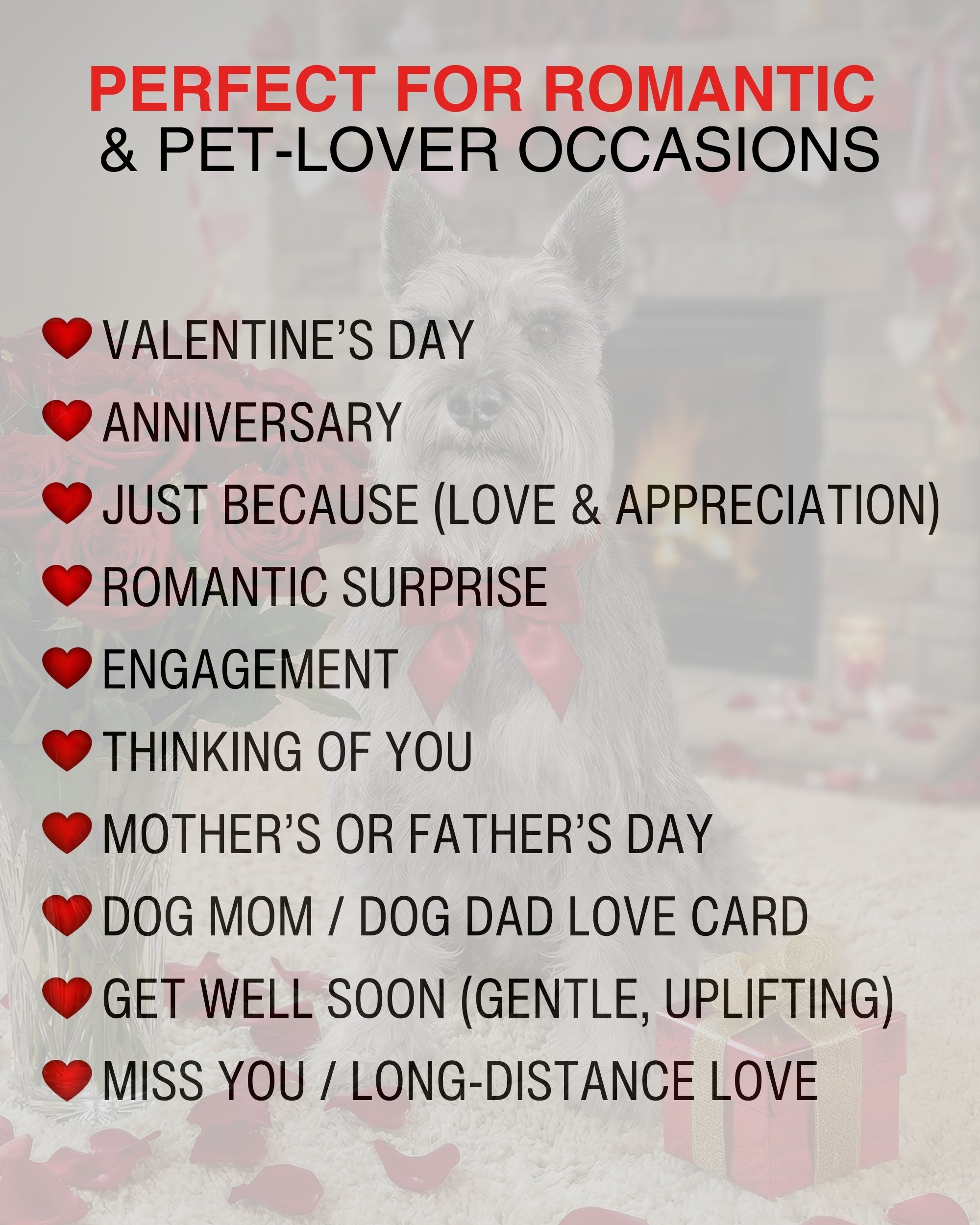 Miniature Schnauzer Valentine’s Day Greeting Card 5x7 – Romantic Dog Card for Anniversary Birthday Sweet Sixteen – Blank Inside, Premium Paper, Celebrate Collection, Made in USA