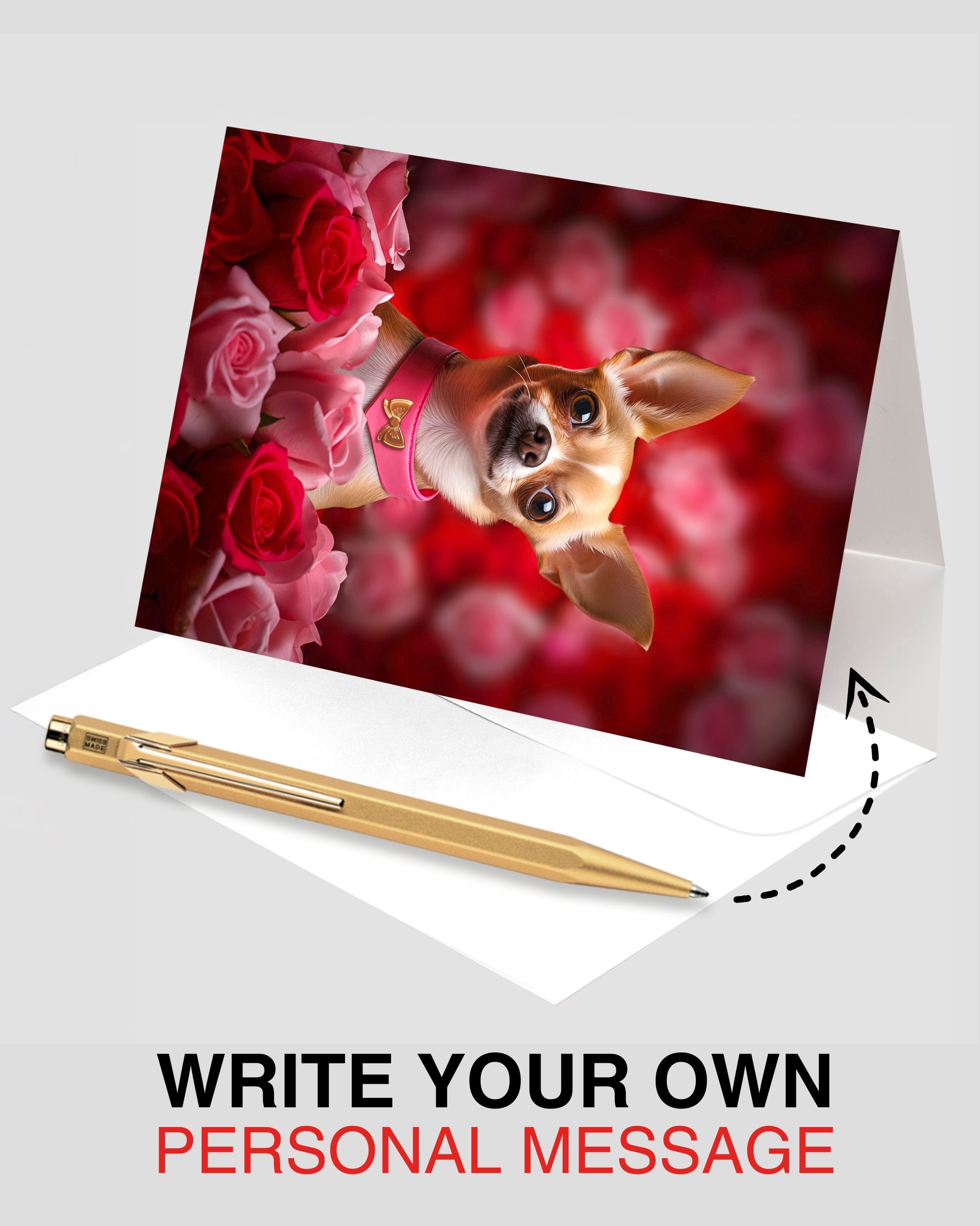 Chihuahua Greeting Card – Cute Dog Love Card for Valentine’s Day, Anniversary, Birthday & Sweet Sixteen, Blank Inside 5x7, Premium Card with Envelope, Celebrate Collection, Made in USA