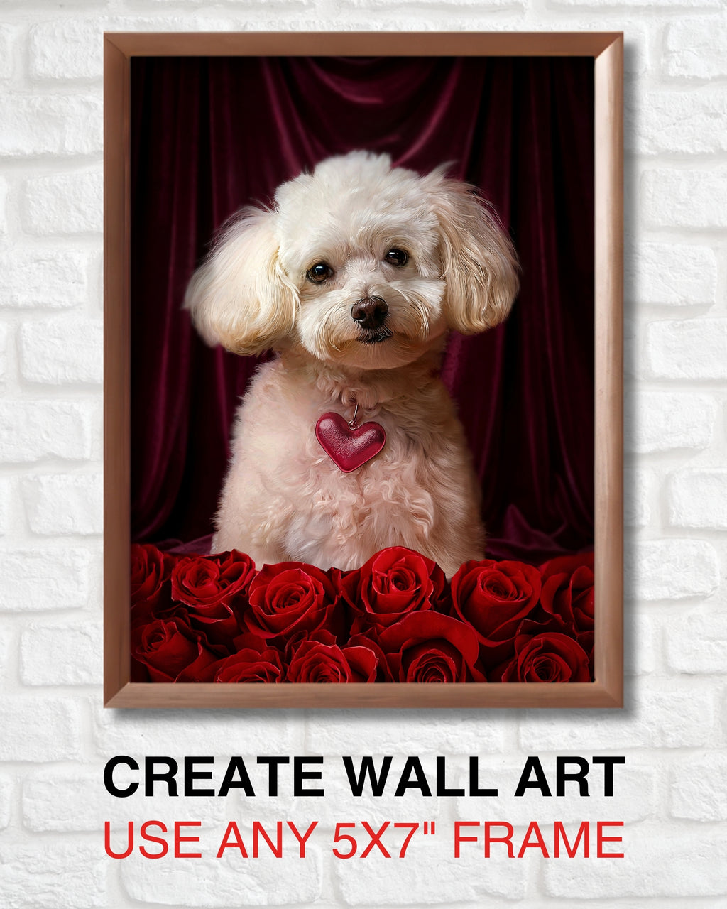 White Poodle with Roses Greeting Card for Anniversary, Birthday, Sweet Sixteen, Mother's Day & Valentines Day – Elegant Dog Lover Card, Blank Inside, Premium 5x7 Card with Red Envelope, Made in USA, Celebrate Collection