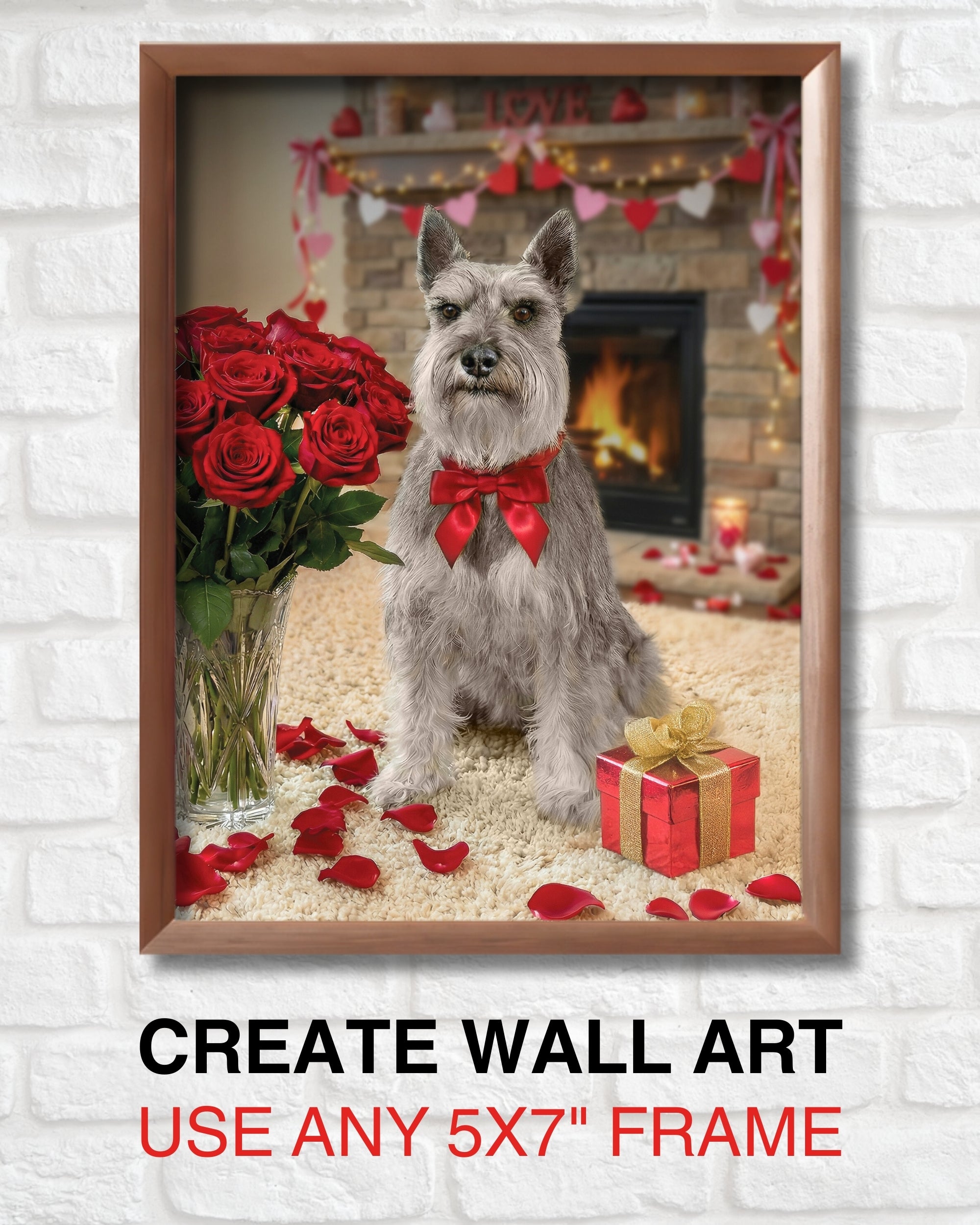 Miniature Schnauzer Valentine’s Day Greeting Card 5x7 – Romantic Dog Card for Anniversary Birthday Sweet Sixteen – Blank Inside, Premium Paper, Celebrate Collection, Made in USA