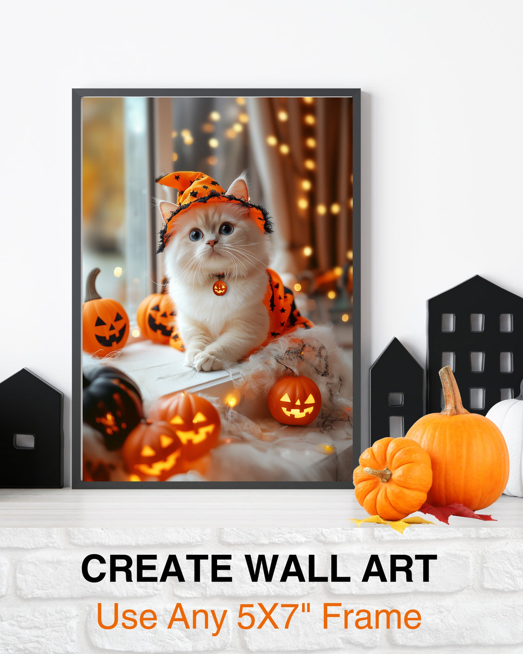 Ragdoll Kitten Happy Halloween Greeting Card – Cute Cat in Costume with Pumpkins – Premium 5x7 Card with White Envelope – Pet Lovers Holiday Card – Made in USA