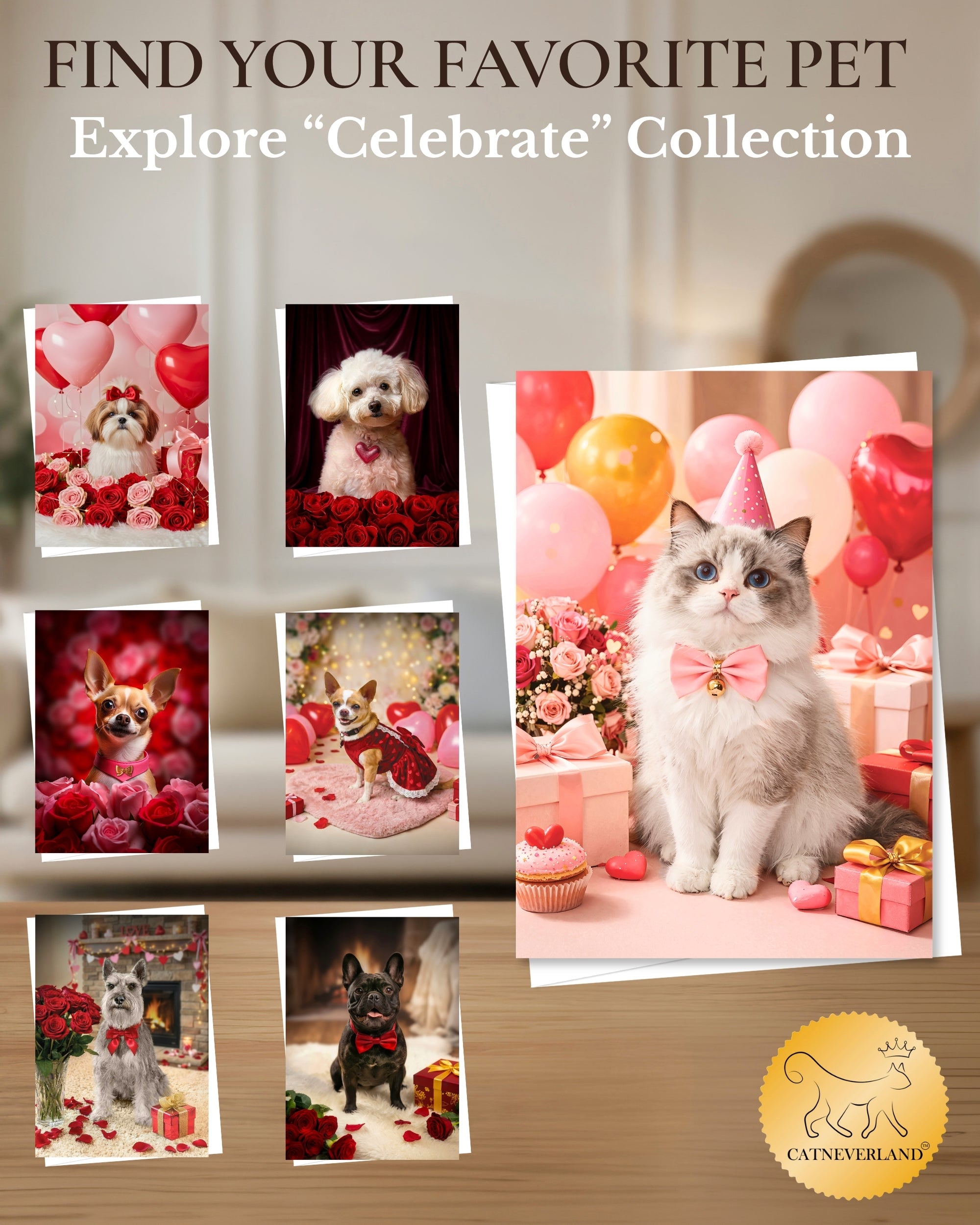 Ragdoll Cat Greeting Card with Roses – Romantic Cat Love Card for Valentine’s Day Anniversary Birthday Sweet Sixteen – Premium 5x7 Blank Card for Pet Lovers